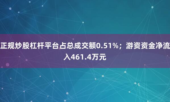 正规炒股杠杆平台占总成交额0.51%；游资资金净流入461.4万元